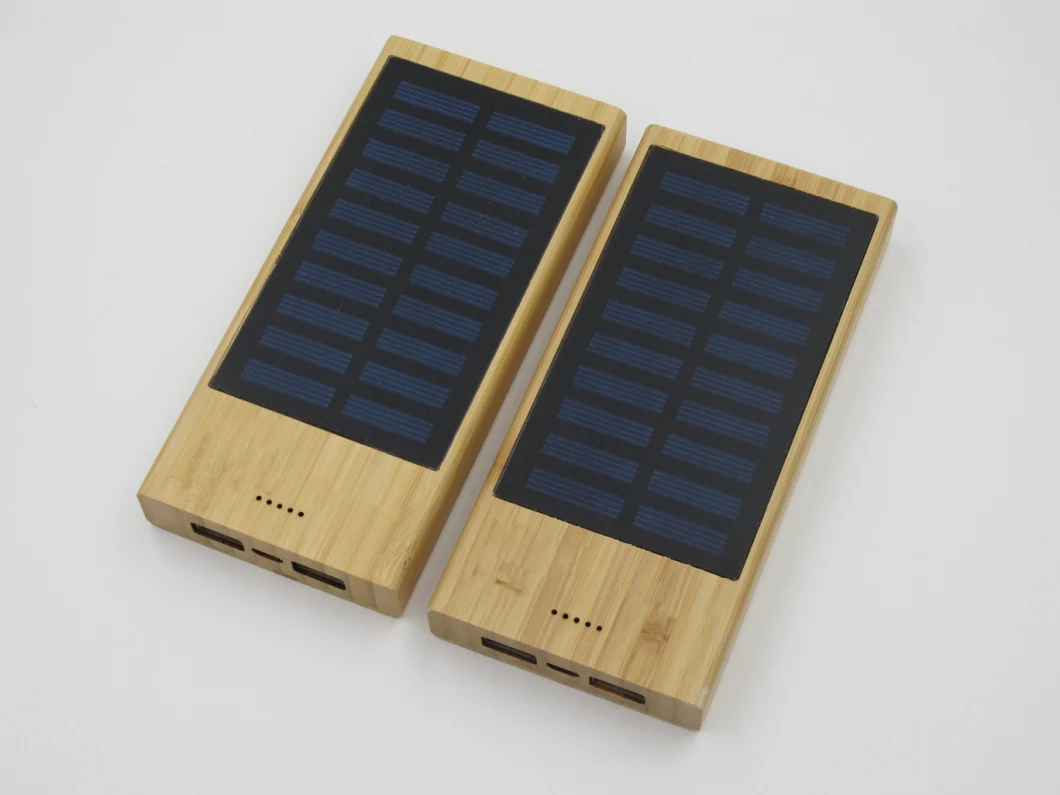 8000mAh 10000mAh Solar Bamboo Power Bank